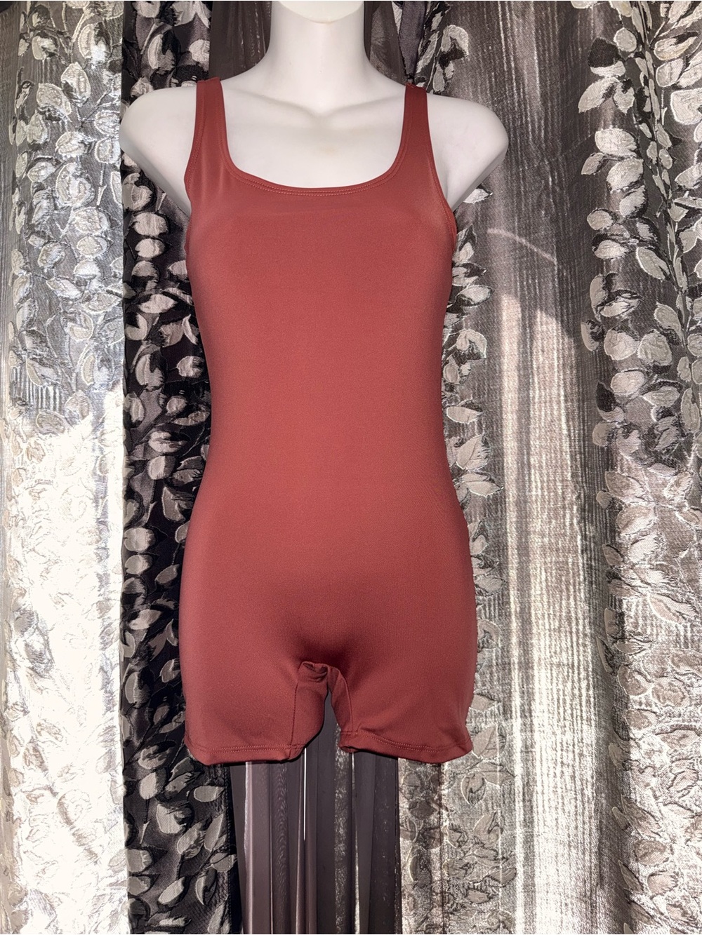 Women’s Tank Romper Bodysuit - Rust